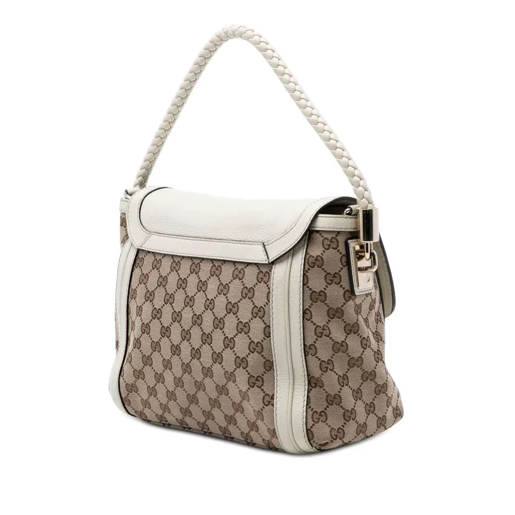 Gucci GG Canvas Bella Flap Satchel Beige Very good - Back View