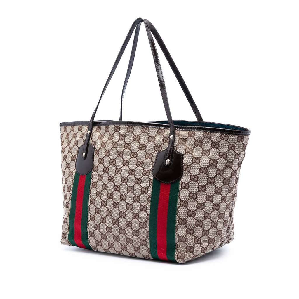Gucci GG Canvas Web Jolie Tote Beige Good condition - Back View