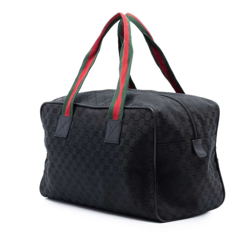 Gucci GG Canvas Web Travel Bag Black Canvas Good condition - Back View