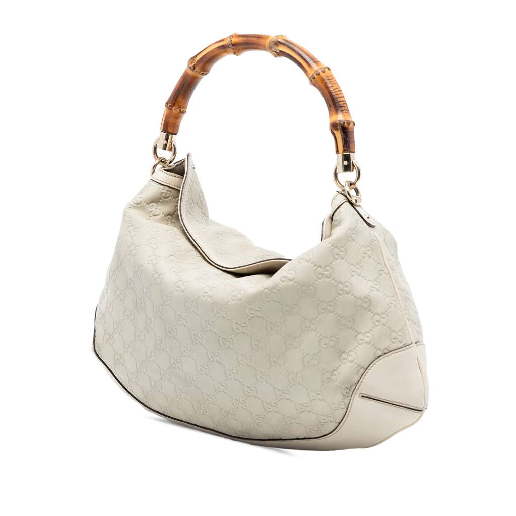 Gucci Bamboo Guccissima Peggy Satchel White Leather Good condition - Back View