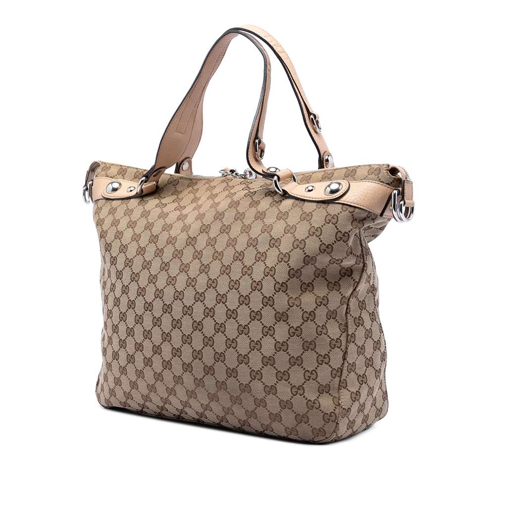 Gucci Large GG Canvas Icon Bit Satchel Beige Good condition - Back View