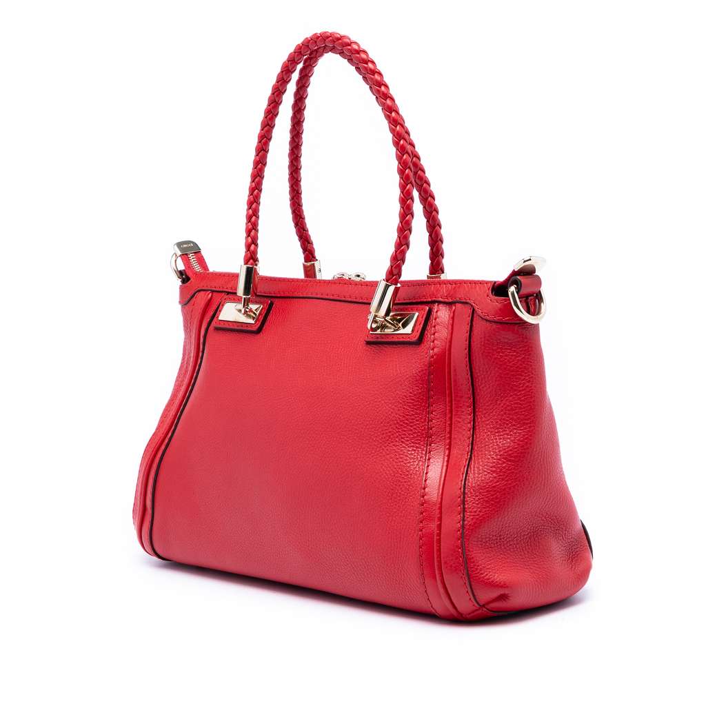 Gucci Pebbled Calfskin Bella Satchel Red Leather Good condition - Back View