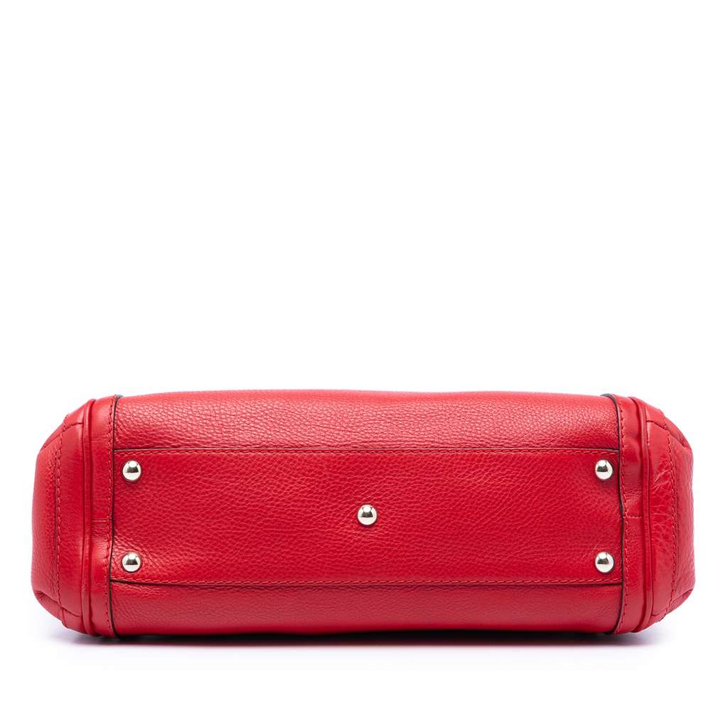 Gucci Pebbled Calfskin Bella Satchel Red Leather Good condition - Inside View