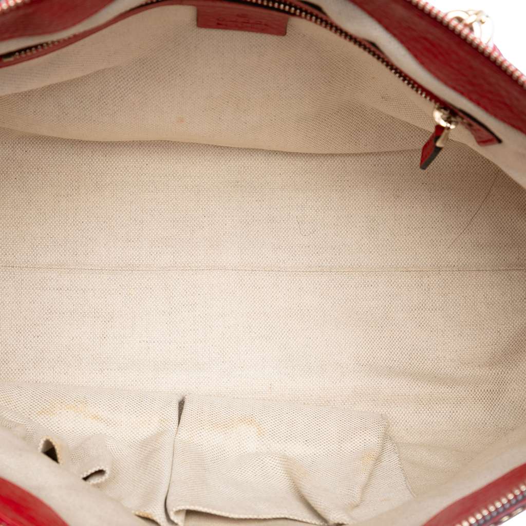 Gucci Pebbled Calfskin Bella Satchel Red Leather Good condition - Model View