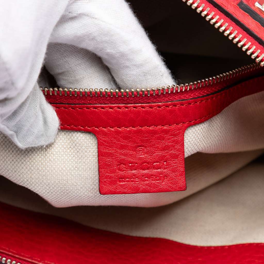 Gucci Pebbled Calfskin Bella Satchel Red Leather Good condition - Box View