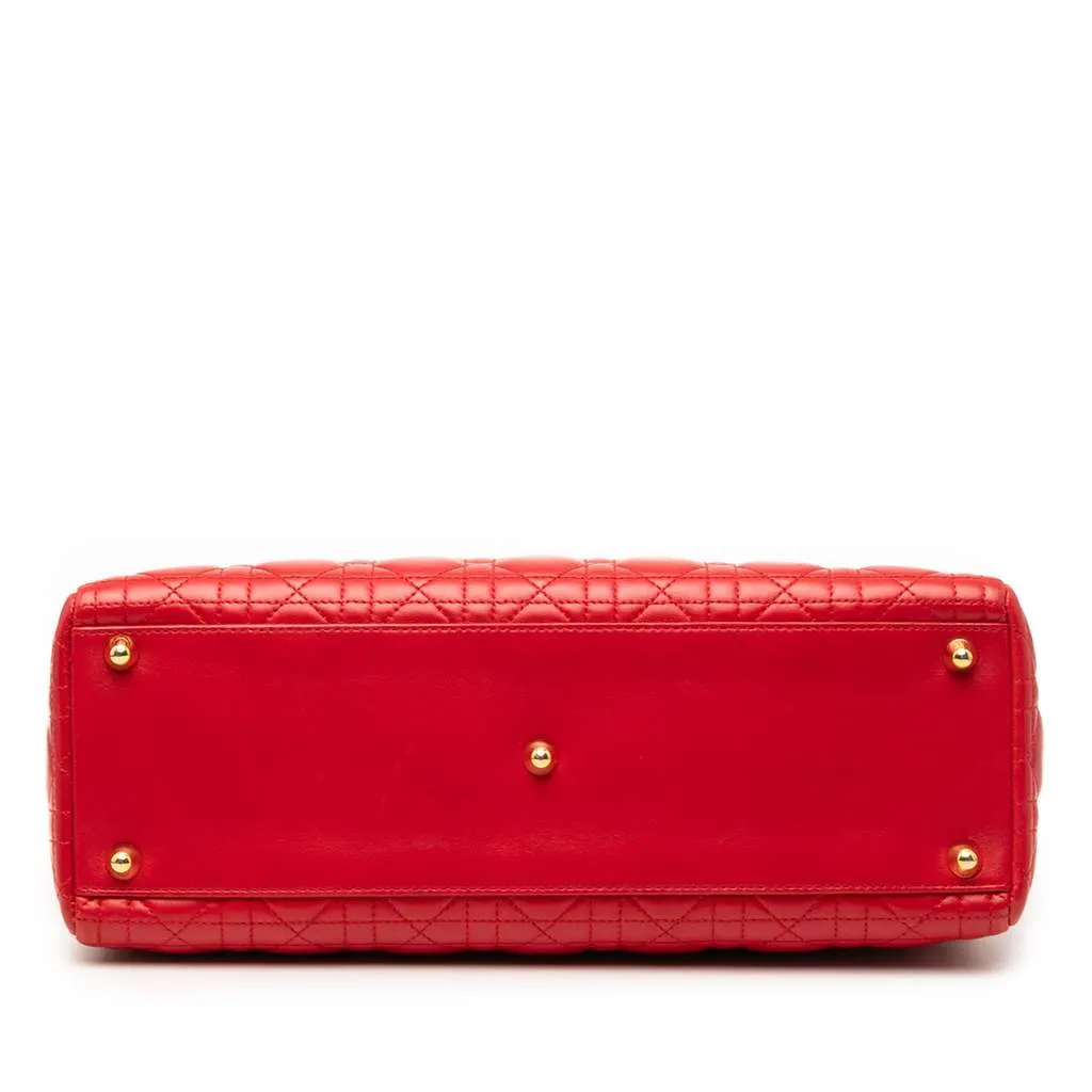 Dior Large Lambskin Cannage Lady Dior Red Leather Very good - Inside View