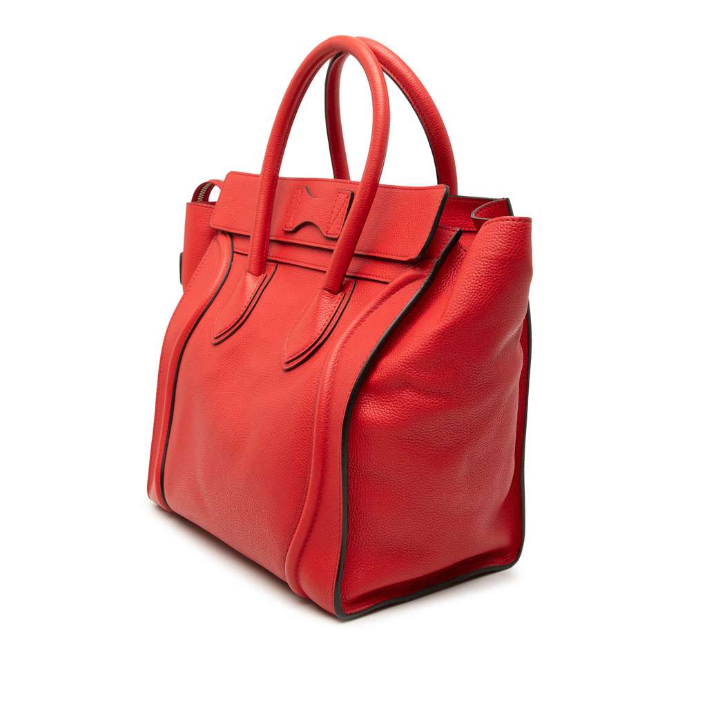 Celine Mini Calfskin Luggage Tote Red Leather Good condition - Back View