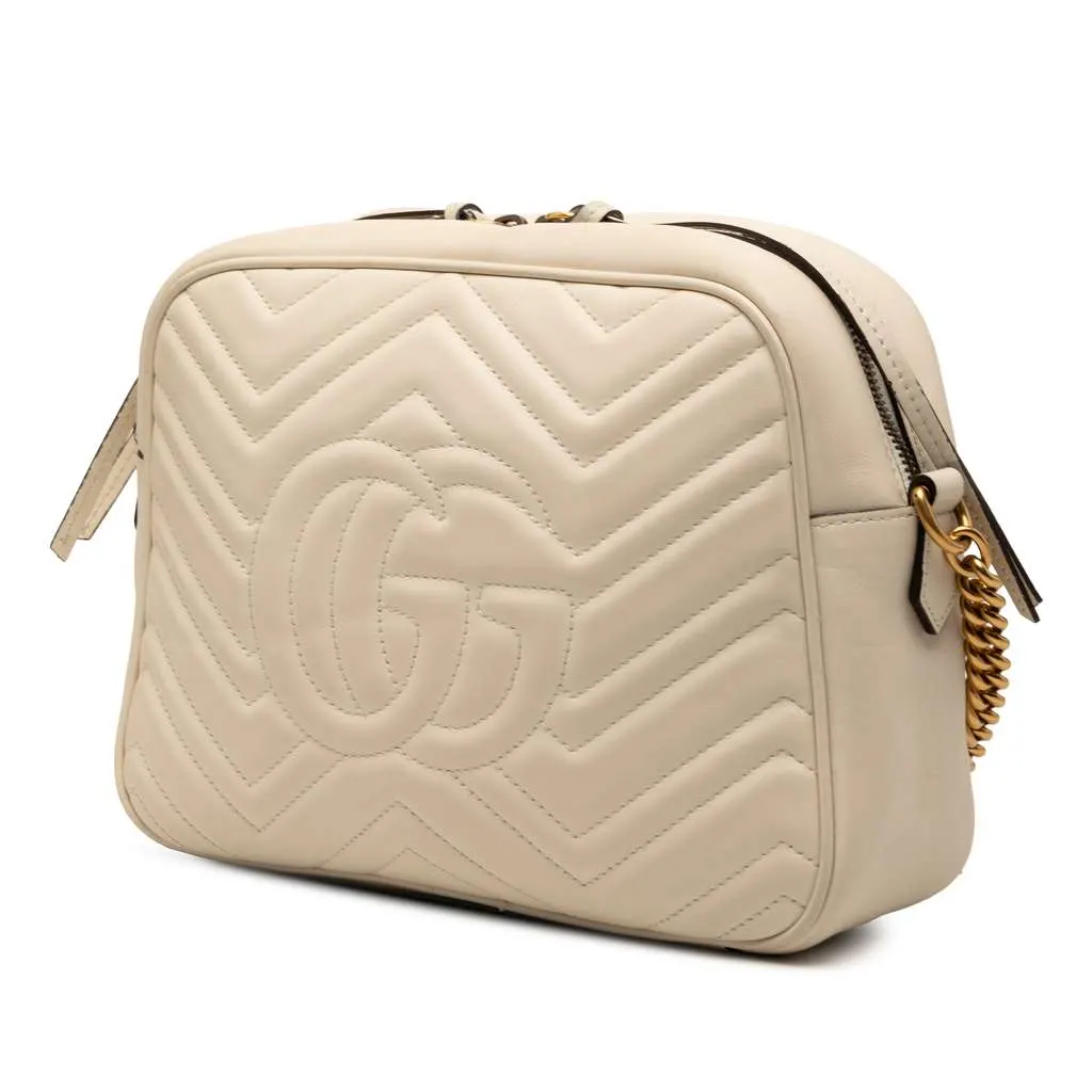 Gucci GG Marmont Matelasse Leather Crossbody Brown Leather Very good - Back View
