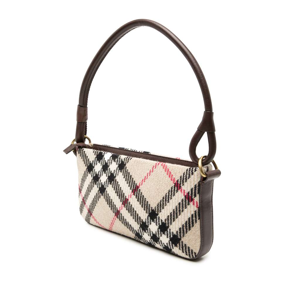 Burberry Supernova Check Wool Shoulder Bag Beige Good condition - Back View