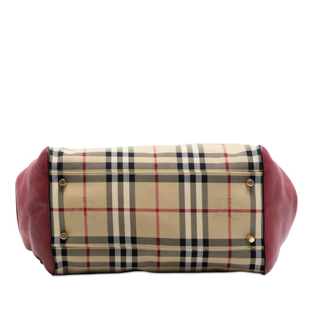 Burberry Small Haymarket Check Canvas and Leather Canterbury Tote Beige Good condition - Inside View