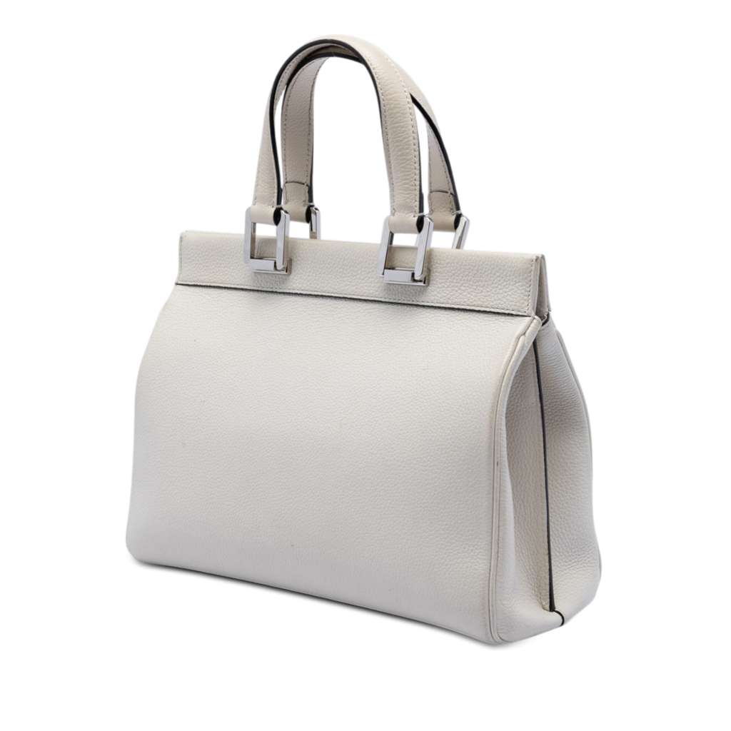 Gucci Small Grained Calfskin Zumi Top Handle Bag White Leather Good condition - Back View