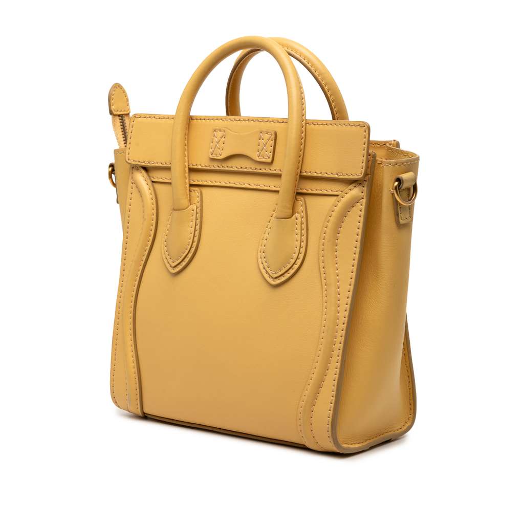 Celine Nano Leather Luggage Tote Yellow Leather Good condition - Back View