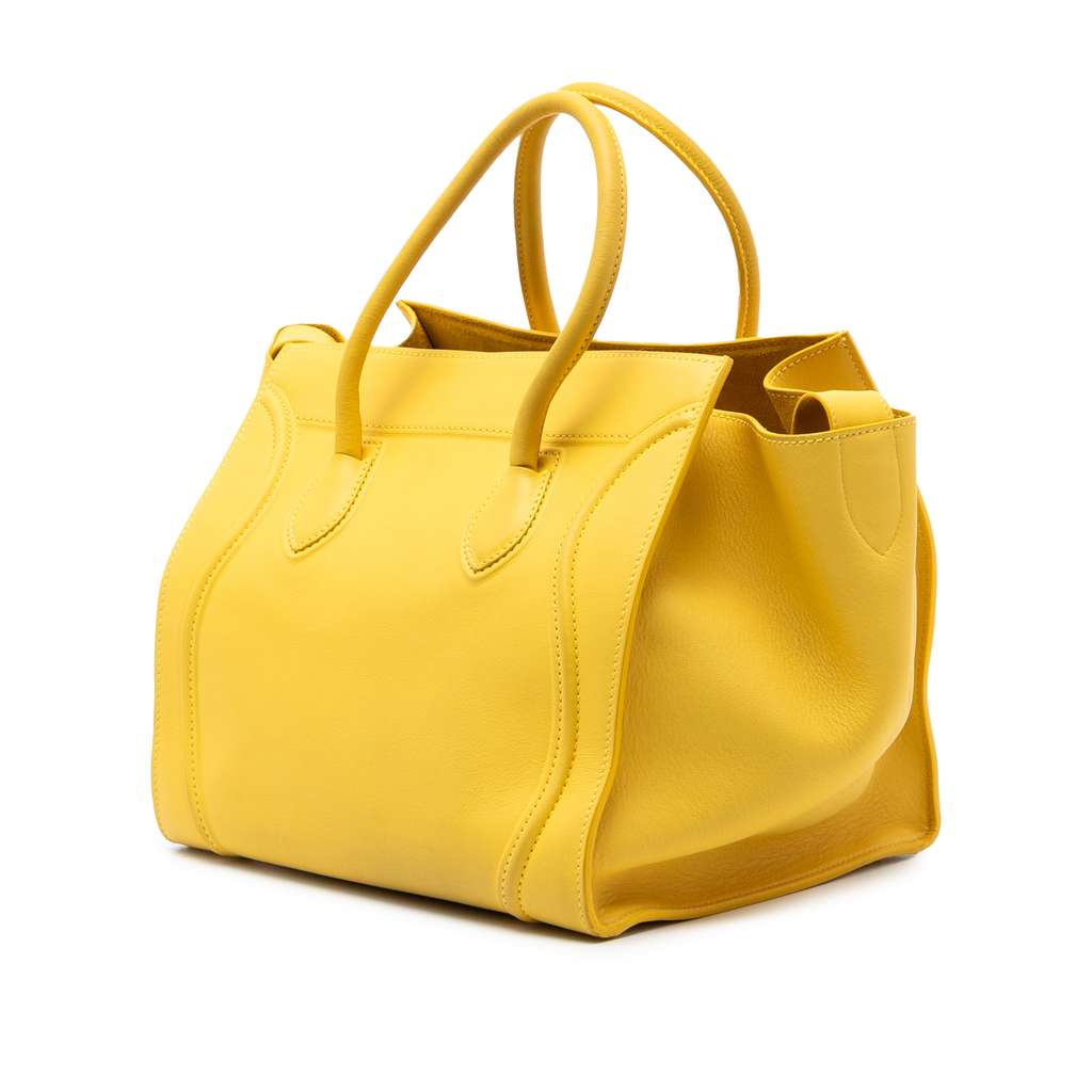 Celine Medium Leather Phantom Luggage Tote Yellow Leather Good condition - Back View