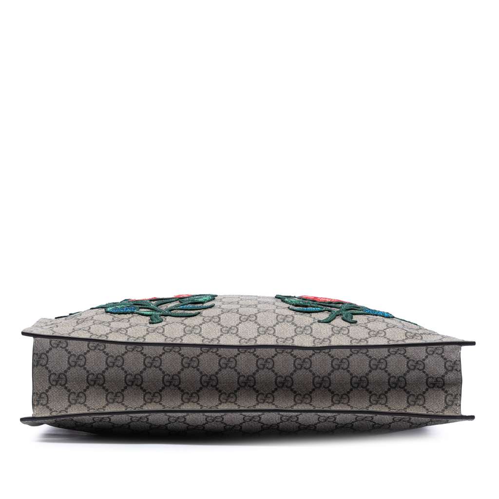 Gucci GG Supreme Butterfly and Flower Embroidery Convertible Soft Tote Beige Good condition - Inside View