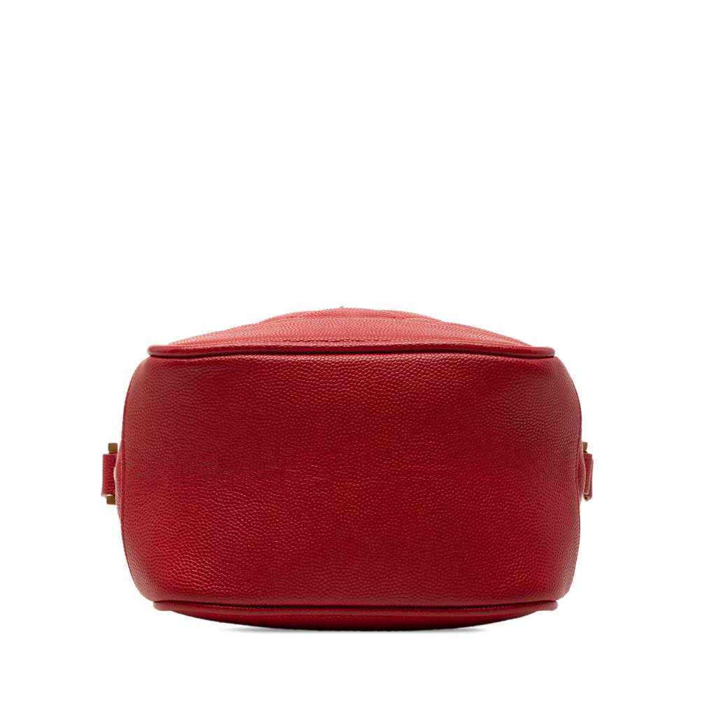 Saint Laurent Grain de Poudre Quilted 80s Vanity Bag Red Leather Good condition - Inside View