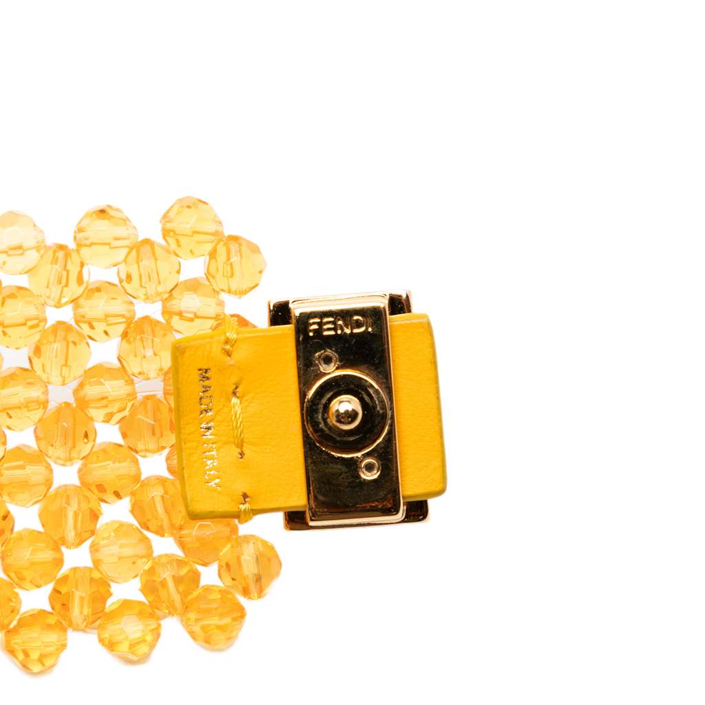 Fendi Mini Glass Vitello King Beaded Pico Baguette Charm Orange Good condition - Box View