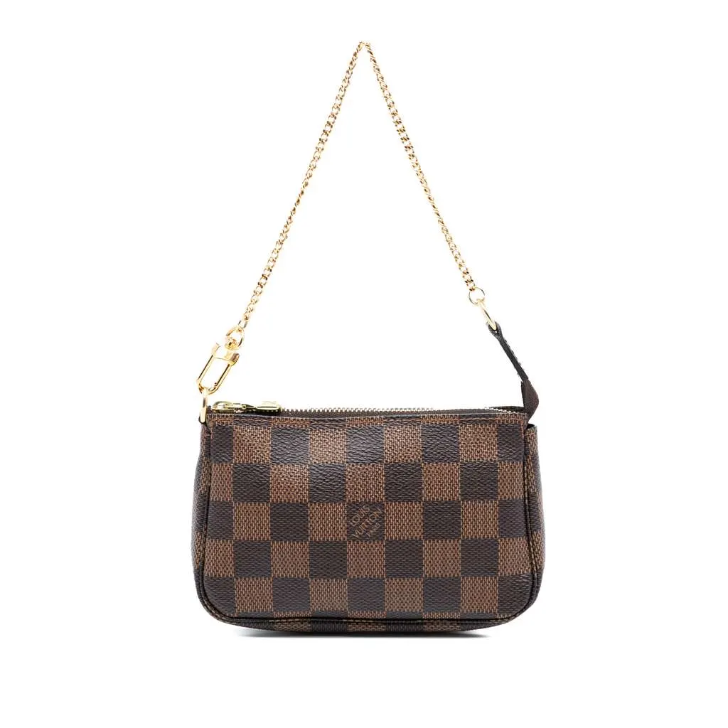 Louis Vuitton Damier Ebene Mini Pochette Accessoires Brown Very good - Front View