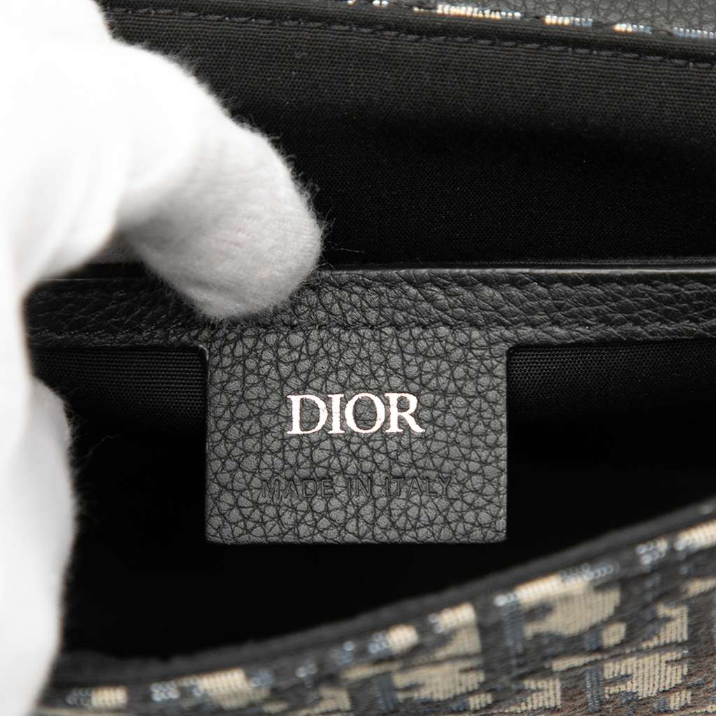 Dior Mini Oblique Canvas Saddle Buckle Messenger Bag Blue Canvas Good condition - Box View