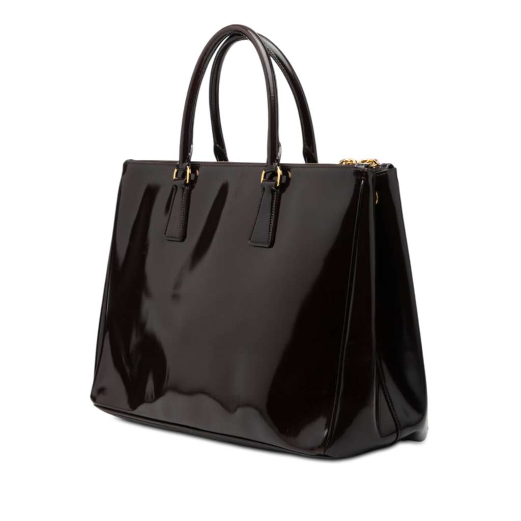 Prada Medium Spazzolato Galleria Double Zip Satchel Purple Leather Good condition - Back View