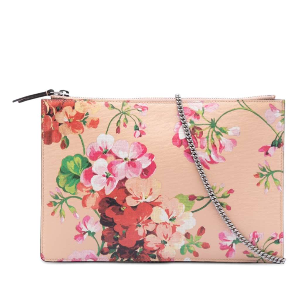 Gucci Calfskin Blooms Chain Clutch