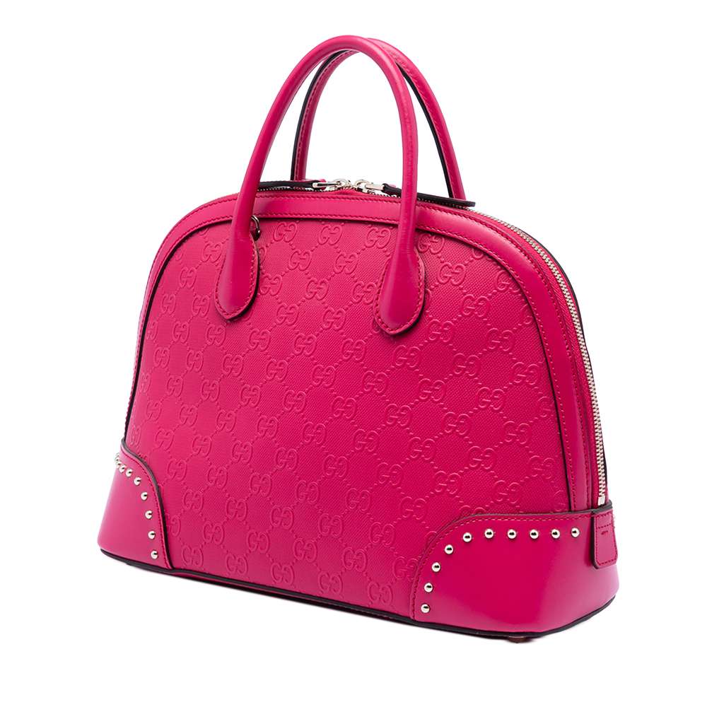 Gucci Guccissima Hilary Lux Dome Satchel Pink Leather Good condition - Back View