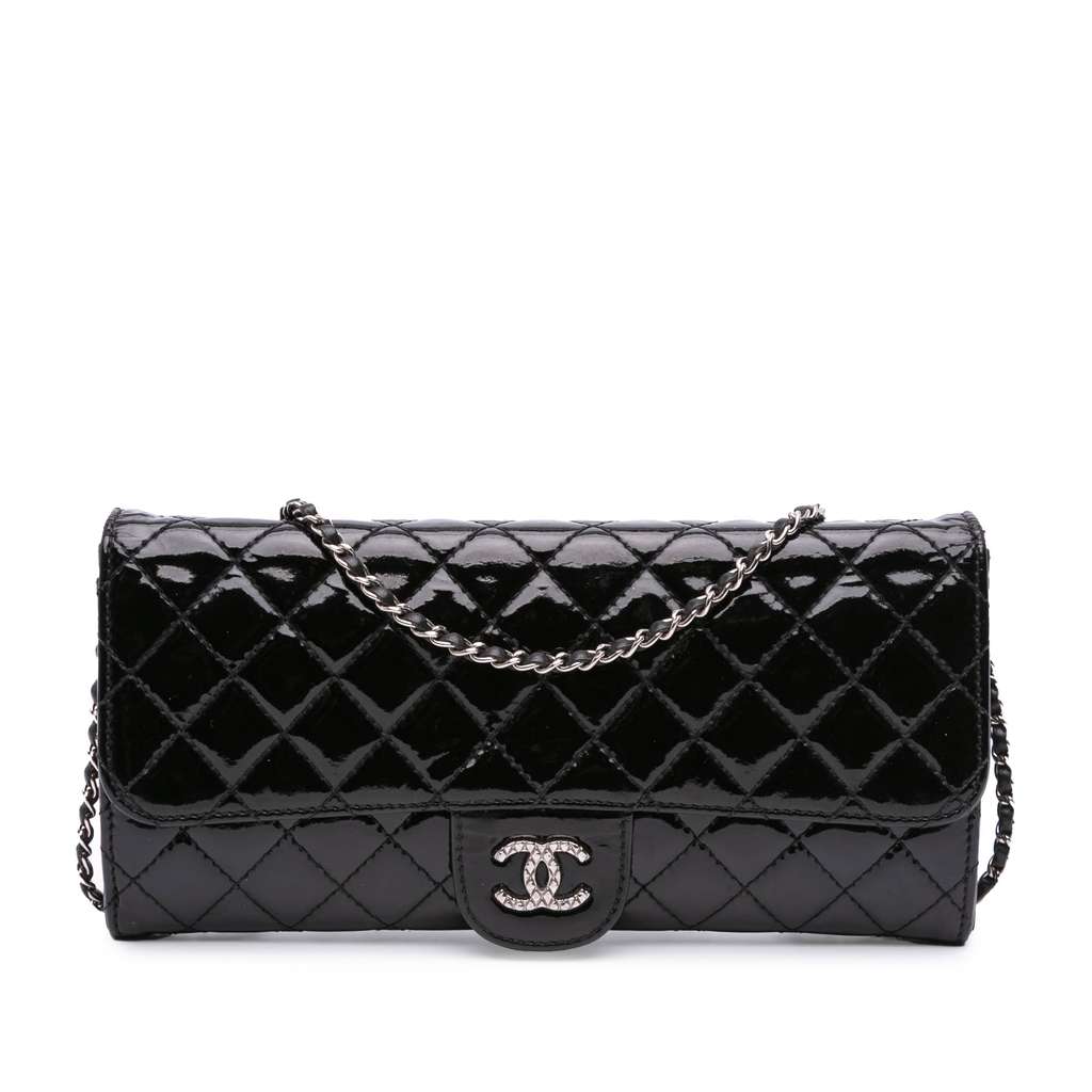 Chanel CC Quilted Patent Brilliant East West Wallet On Chain