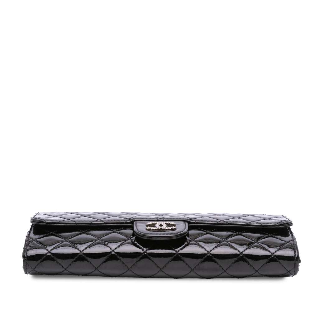 Chanel CC Quilted Patent Brilliant East West Wallet On Chain Black Leather Good condition - Inside View
