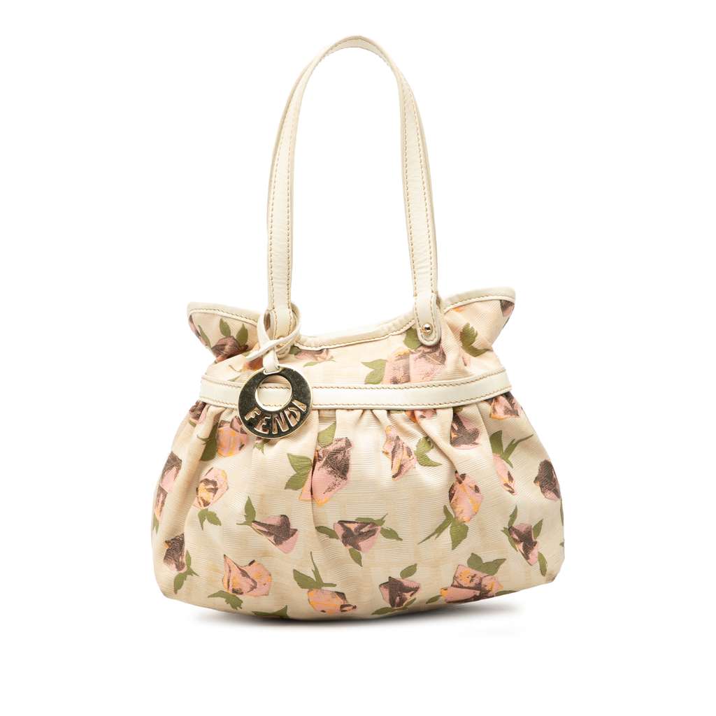 Fendi Mini Zucca Canvas Rose Printed Chef Handbag