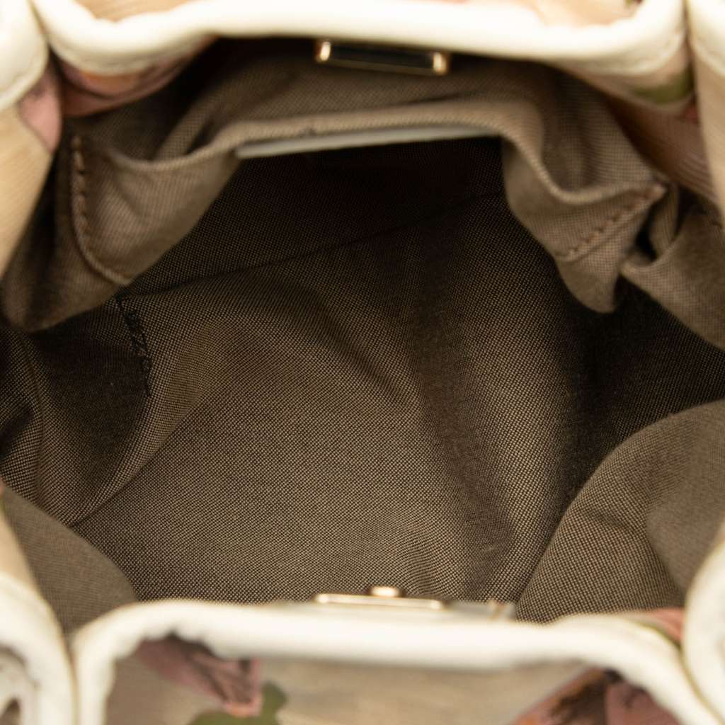 Fendi Mini Zucca Canvas Rose Printed Chef Handbag Beige Good condition - Model View