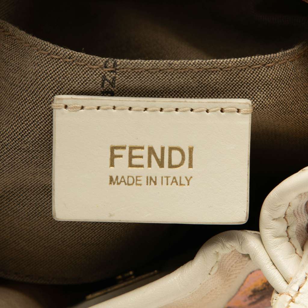 Fendi Mini Zucca Canvas Rose Printed Chef Handbag Beige Good condition - Box View