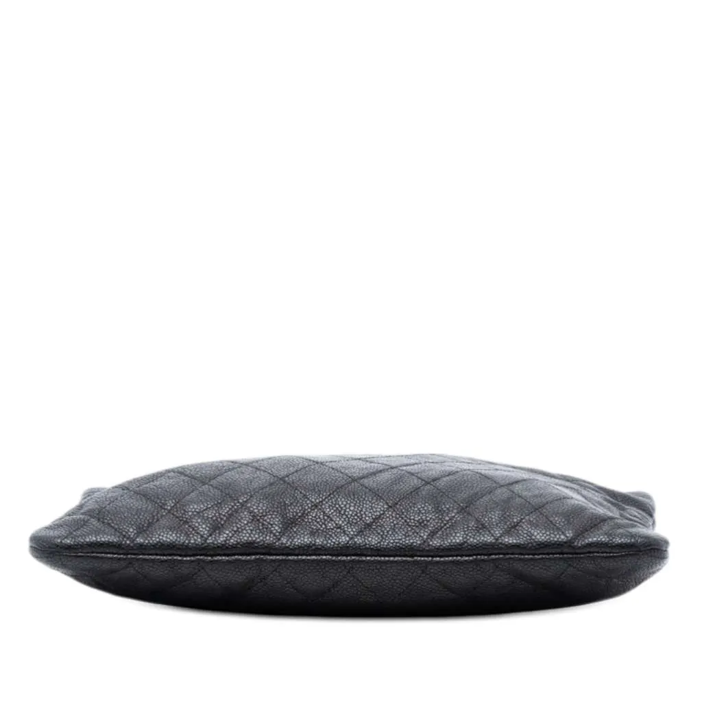 Chanel Medium Quilted Caviar Boy O Case Clutch Black Leather Good - Inside View