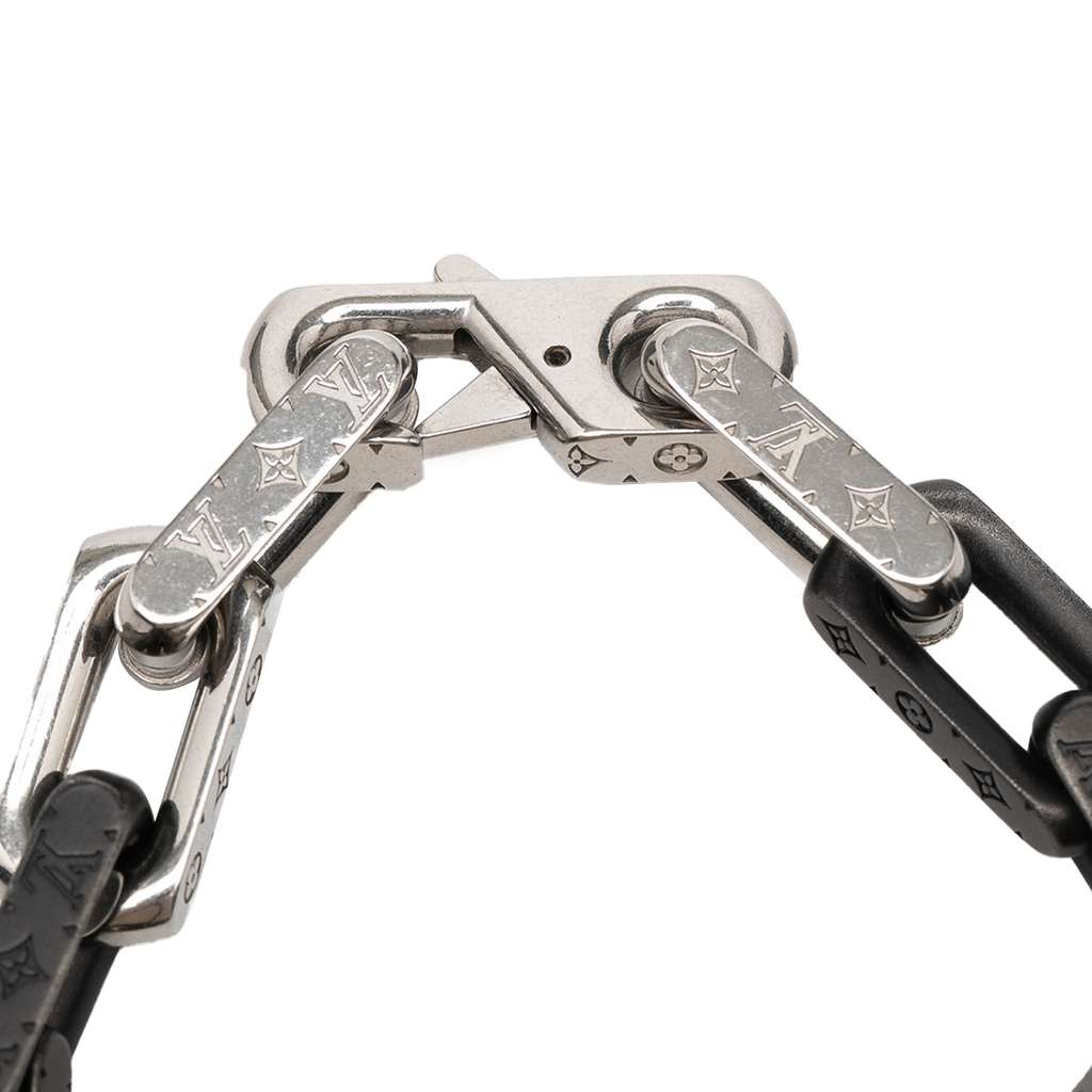 Louis Vuitton Stainless Steel Monogram Chain Bracelet Silver Stainless steel Good condition - Model View
