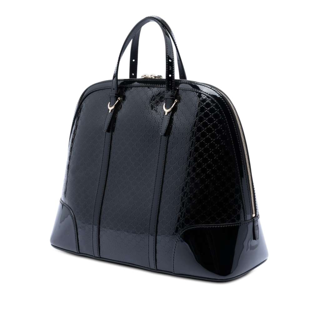 Gucci Large Microguccissima Patent Nice Dome Top Handle Bag Black Leather Good condition - Back View