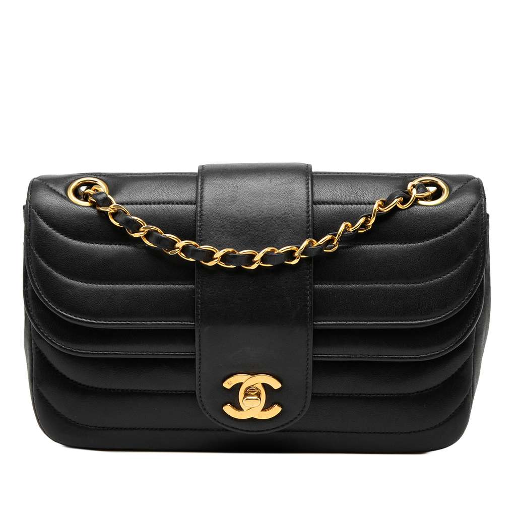 Chanel CC Horizontal Quilted Lambskin Double Flap