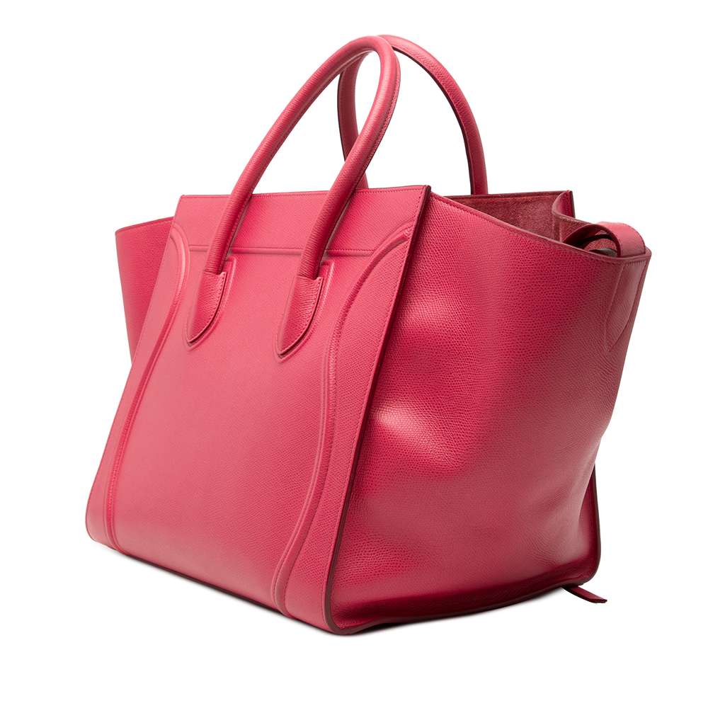 Celine Medium Grained Calfskin Phantom Luggage Tote Pink Leather Very good condition - Back View