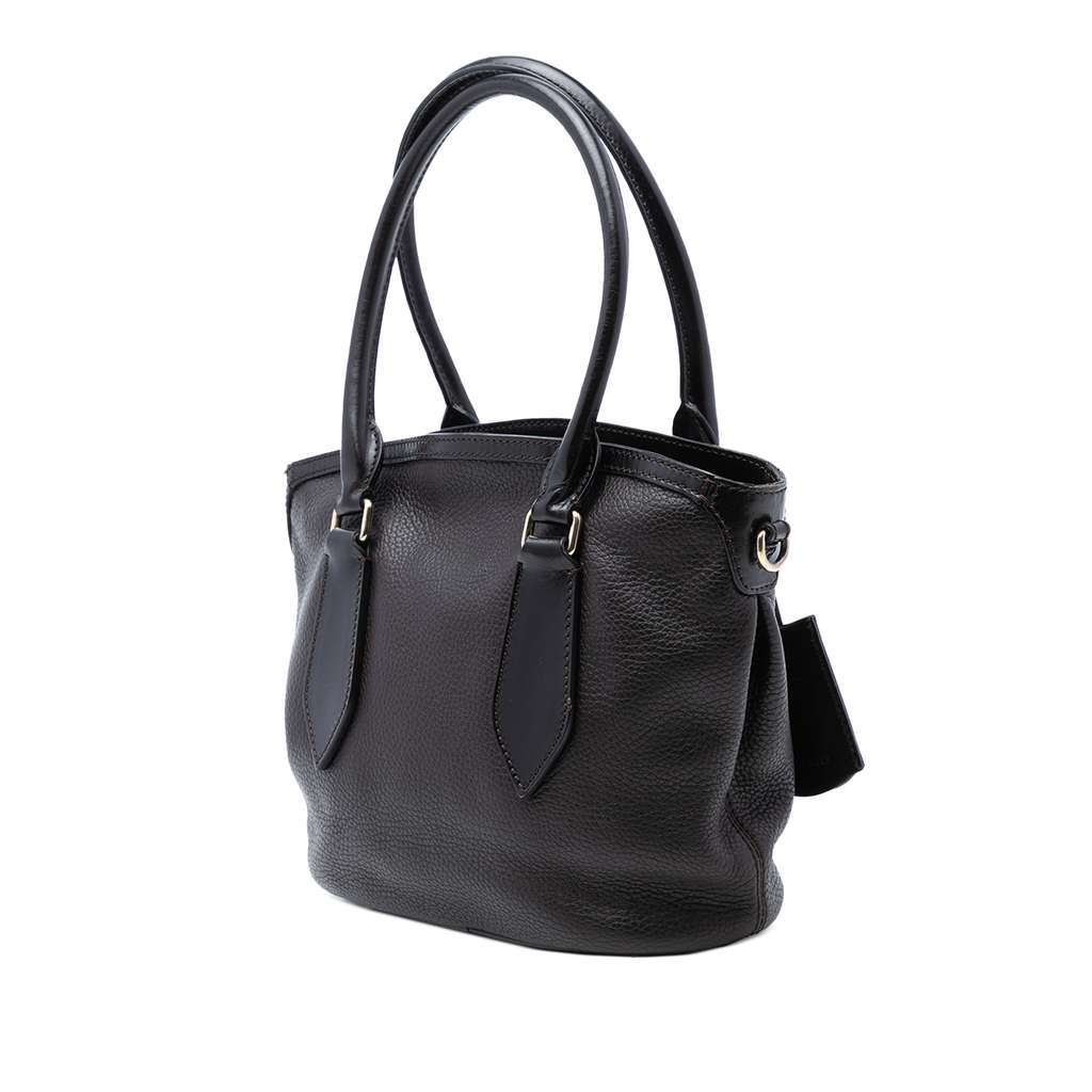 Burberry Grainy Calfskin Satchel Black Leather Good condition - Back View