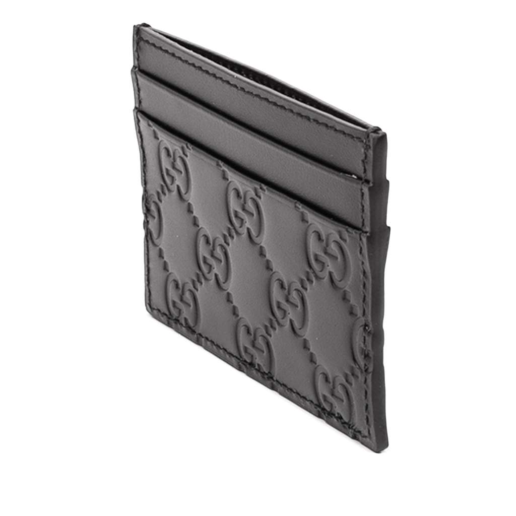Gucci Guccissima Card Holder Black Leather Good condition - Back View