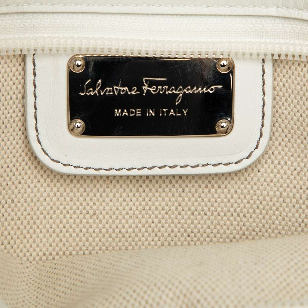 Salvatore Ferragamo Coated Canvas Logo Crossbody Beige Good condition - Box View