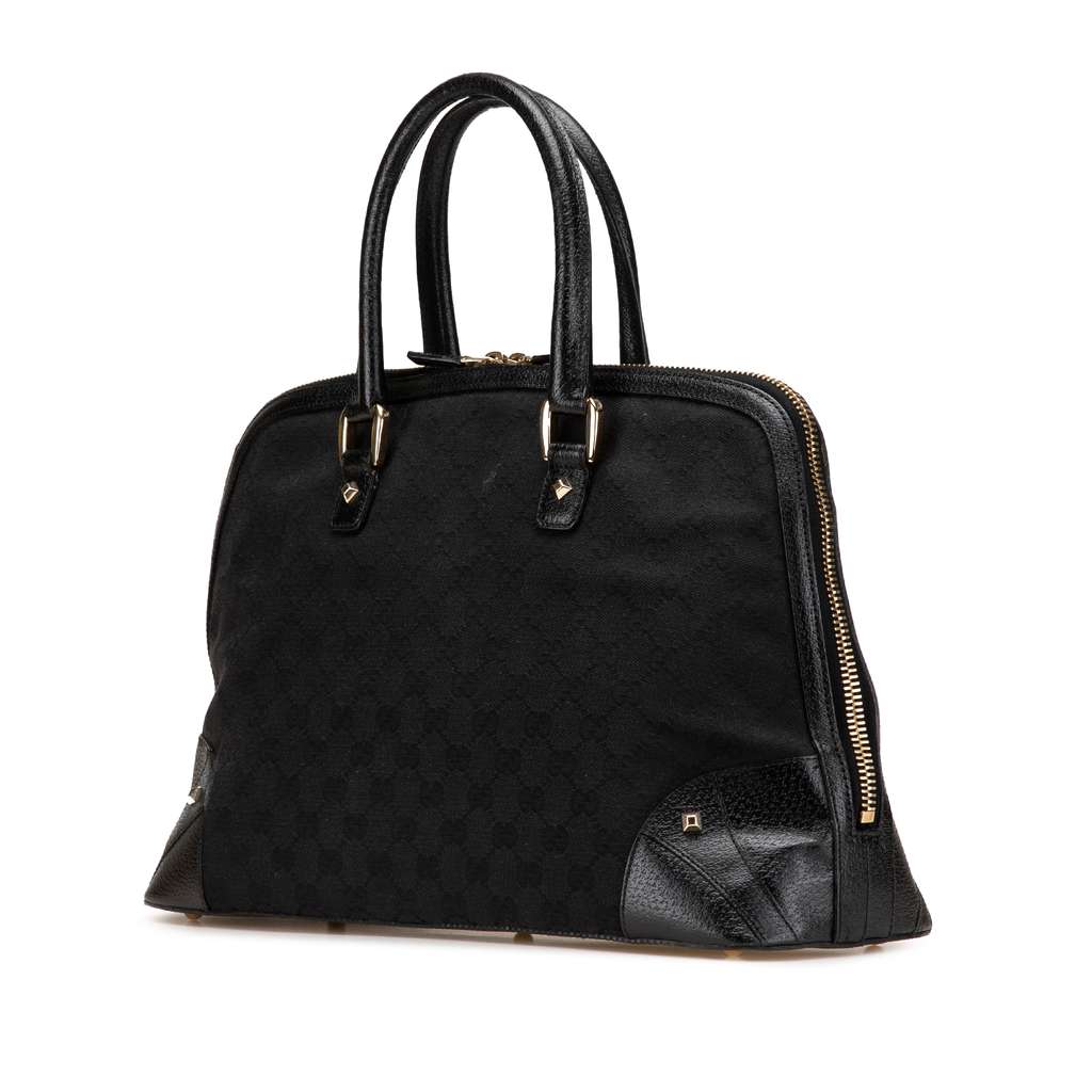 Gucci GG Canvas Dome Nailhead Handbag Black Canvas Good condition - Back View