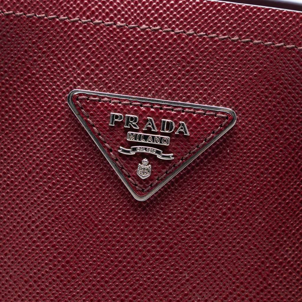 Prada Medium Saffiano Cuir Double Handle Satchel Red Leather Good condition - Box View