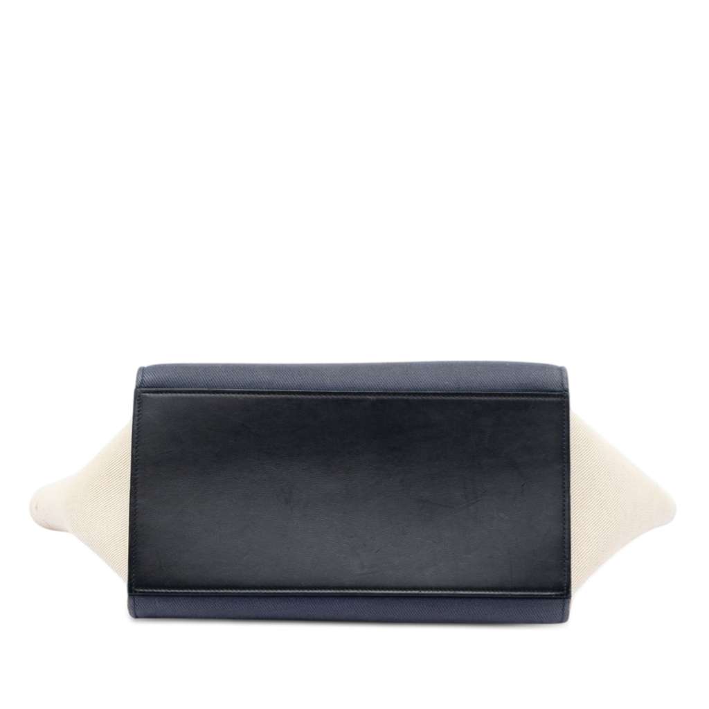 Celine Small Tricolor Canvas and Calfskin Trapeze Satchel Blue Canvas Good condition - Inside View