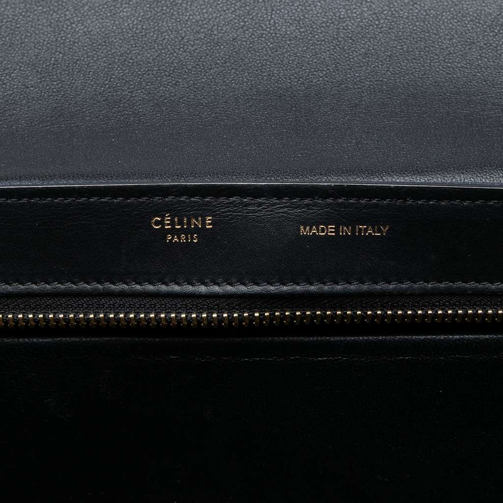 Celine Small Tricolor Canvas and Calfskin Trapeze Satchel Blue Canvas Good condition - Box View