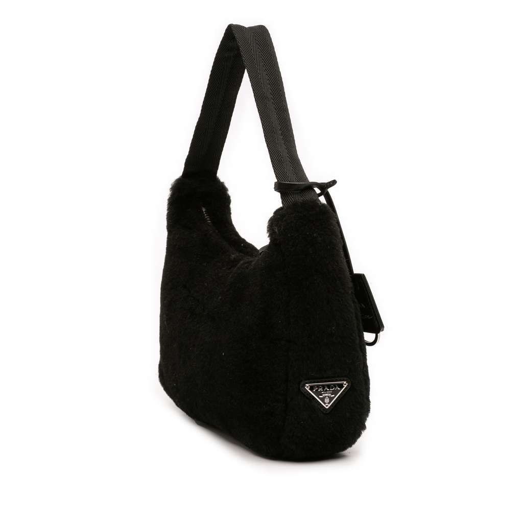 Prada Mini Terry Re Edition 2000 Shoulder Bag Black Cotton Very good condition - Back View