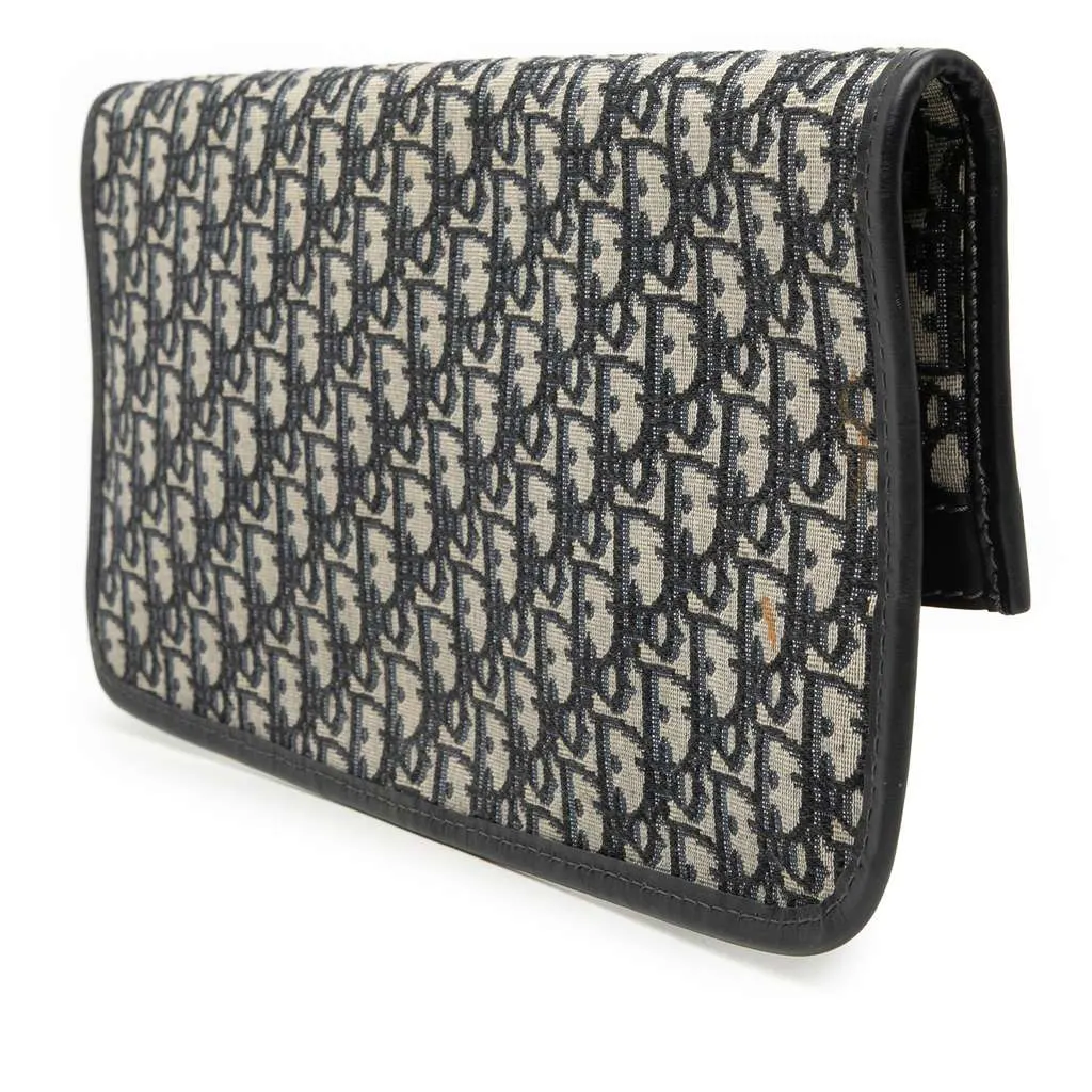 Dior Oblique Canvas Fold Over Clutch Blue Canvas Very good - Back View