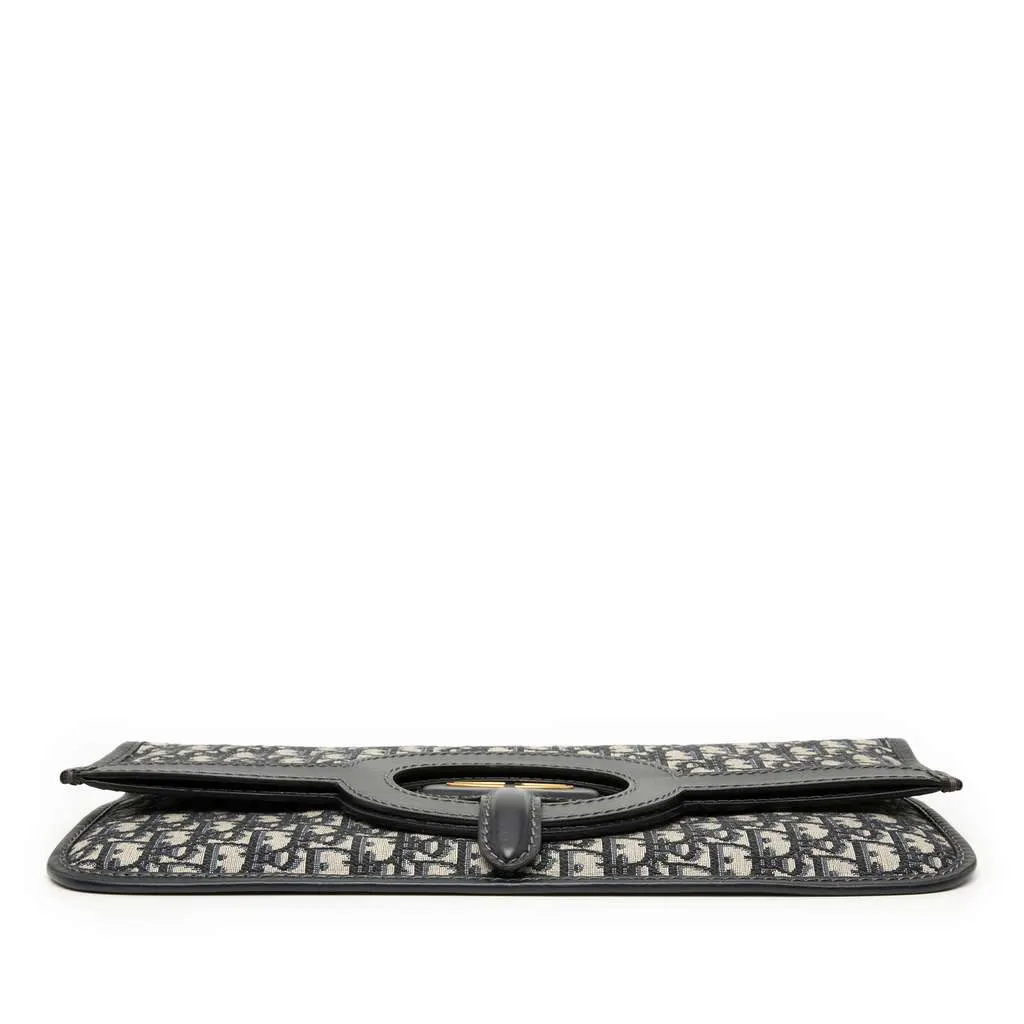 Dior Oblique Canvas Fold Over Clutch Blue Canvas Very good - Inside View