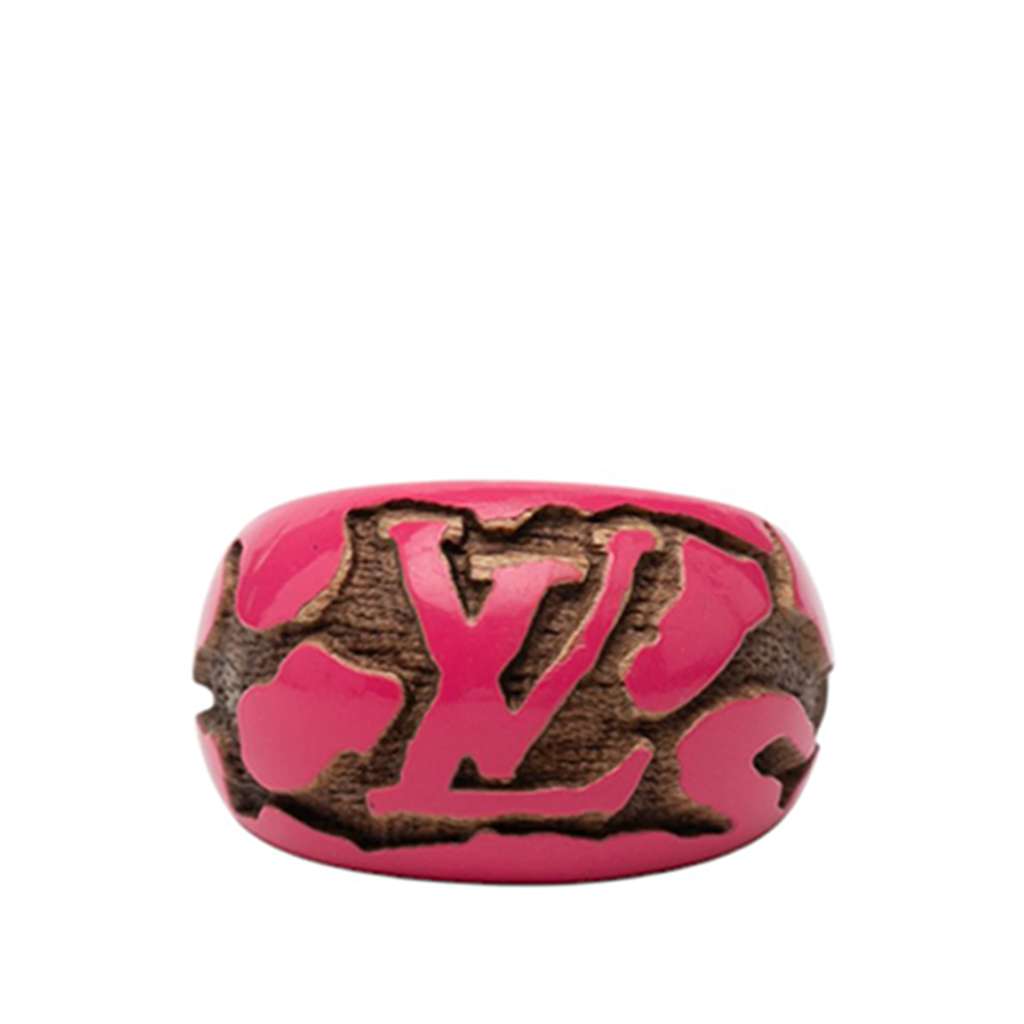 Louis Vuitton خاتم ليمونوجرام من الخشب المطلي، مقاس صغير