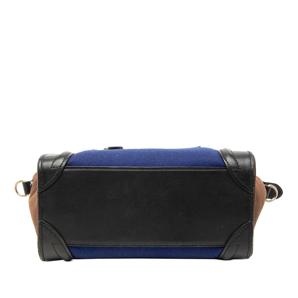 Celine Nano Tricolor Felt Luggage Tote Blue Wool Very good condition - Inside View