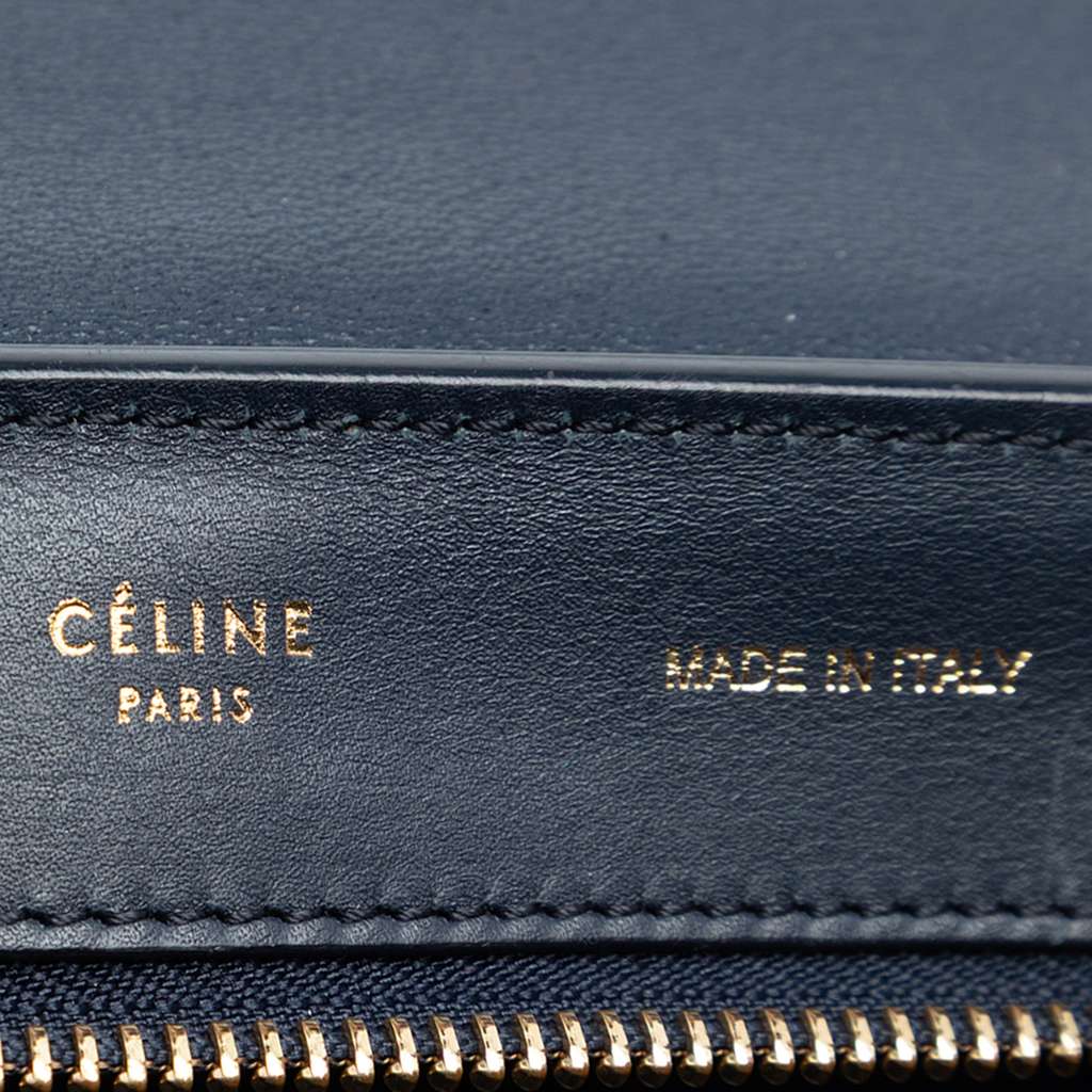 Celine Medium Bicolor Leather Trapeze Satchel Blue Leather Good condition - Box View