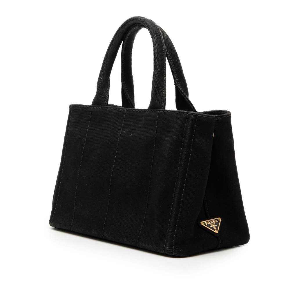 Prada Small Canvas Canapa Logo Satchel Black Canvas Good condition - Back View