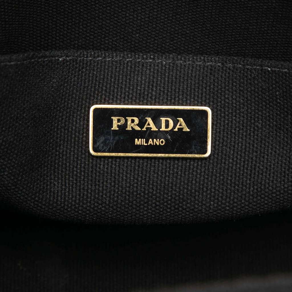Prada Small Canvas Canapa Logo Satchel Black Canvas Good condition - Box View